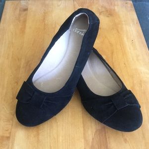 Black real suede Dansko Lina ballet flats